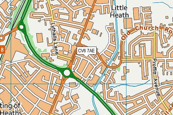 CV6 7AE map - OS VectorMap District (Ordnance Survey)