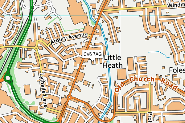 CV6 7AG map - OS VectorMap District (Ordnance Survey)