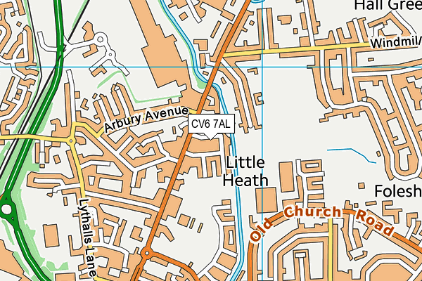 CV6 7AL map - OS VectorMap District (Ordnance Survey)