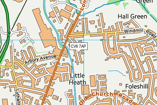 CV6 7AP map - OS VectorMap District (Ordnance Survey)