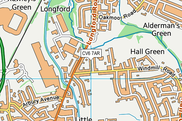 CV6 7AR map - OS VectorMap District (Ordnance Survey)