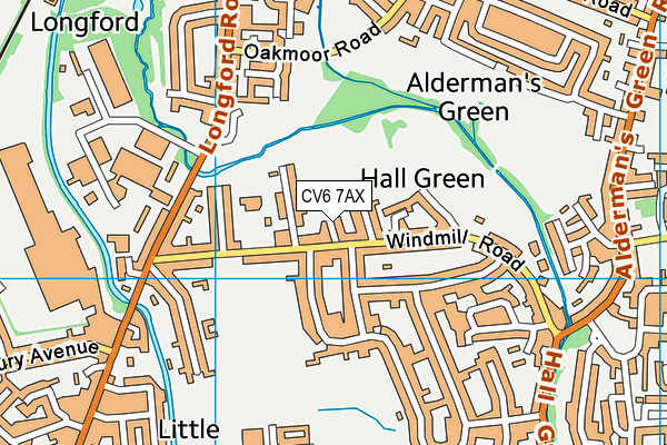 CV6 7AX map - OS VectorMap District (Ordnance Survey)