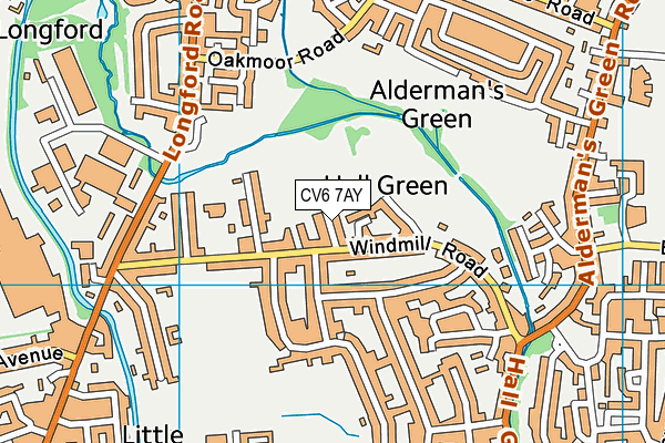 CV6 7AY map - OS VectorMap District (Ordnance Survey)