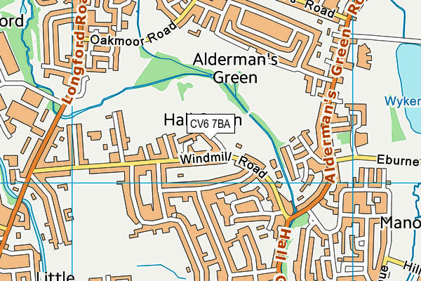 CV6 7BA map - OS VectorMap District (Ordnance Survey)