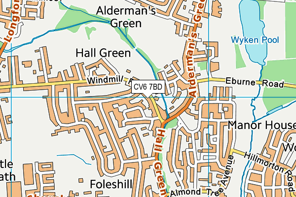 CV6 7BD map - OS VectorMap District (Ordnance Survey)