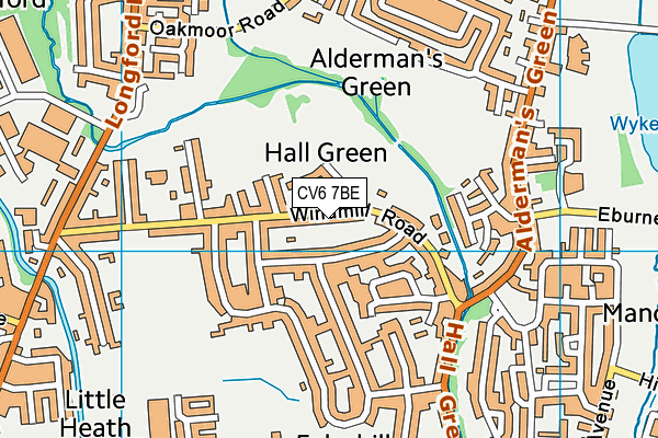 CV6 7BE map - OS VectorMap District (Ordnance Survey)