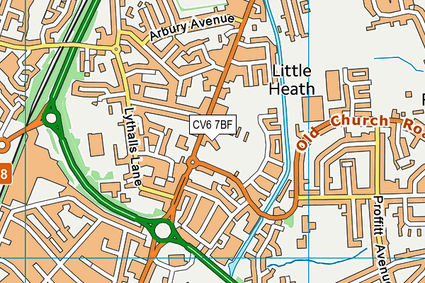 CV6 7BF map - OS VectorMap District (Ordnance Survey)