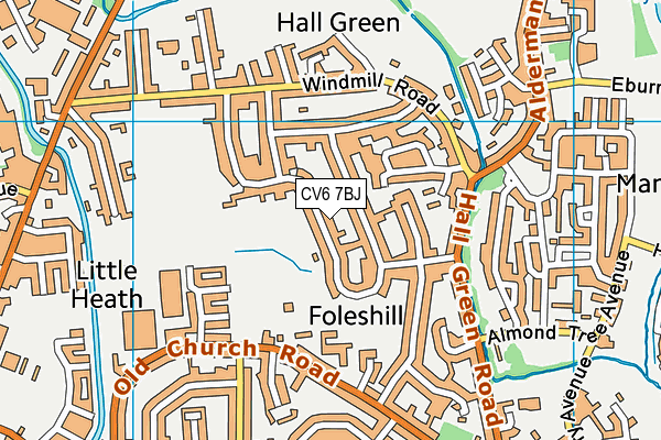 CV6 7BJ map - OS VectorMap District (Ordnance Survey)