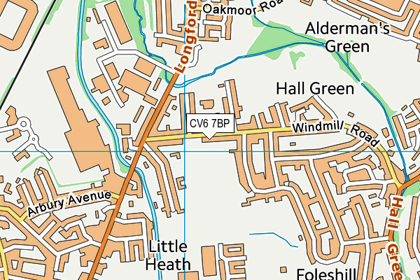 CV6 7BP map - OS VectorMap District (Ordnance Survey)