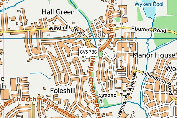 CV6 7BS map - OS VectorMap District (Ordnance Survey)