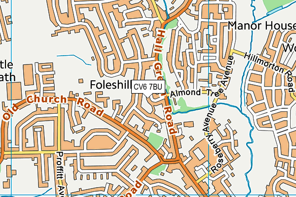 CV6 7BU map - OS VectorMap District (Ordnance Survey)