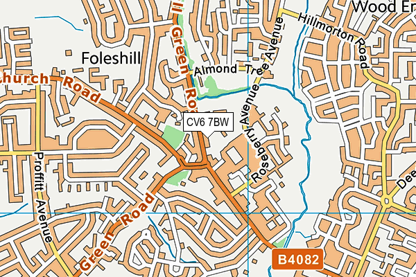 CV6 7BW map - OS VectorMap District (Ordnance Survey)