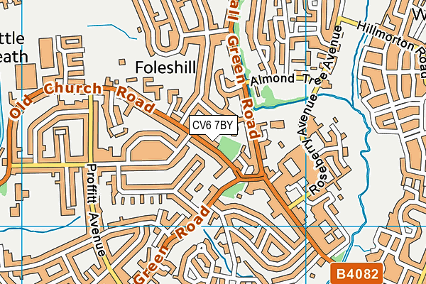 CV6 7BY map - OS VectorMap District (Ordnance Survey)