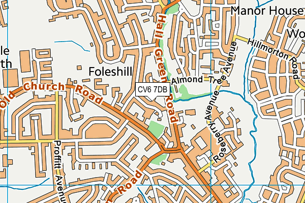 CV6 7DB map - OS VectorMap District (Ordnance Survey)