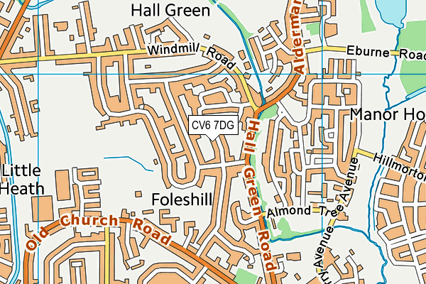 CV6 7DG map - OS VectorMap District (Ordnance Survey)