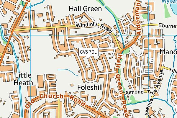 CV6 7DL map - OS VectorMap District (Ordnance Survey)