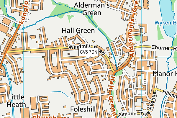 CV6 7DN map - OS VectorMap District (Ordnance Survey)