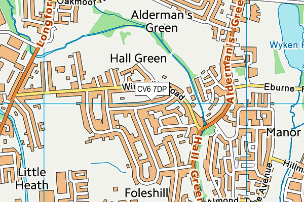 CV6 7DP map - OS VectorMap District (Ordnance Survey)