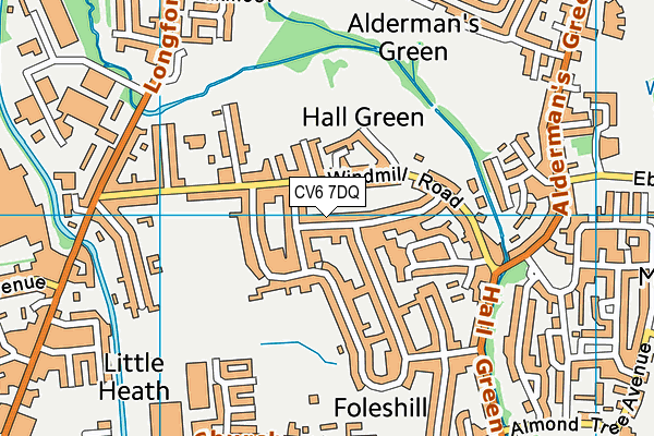 CV6 7DQ map - OS VectorMap District (Ordnance Survey)