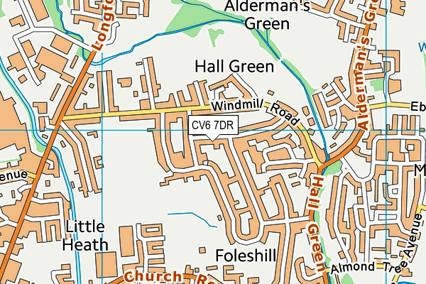 CV6 7DR map - OS VectorMap District (Ordnance Survey)