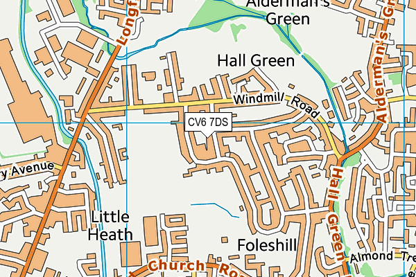 CV6 7DS map - OS VectorMap District (Ordnance Survey)