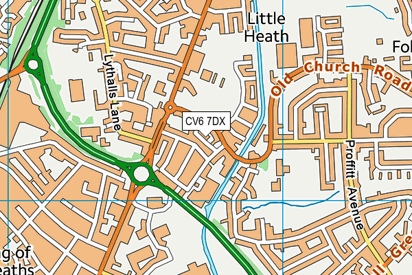 CV6 7DX map - OS VectorMap District (Ordnance Survey)