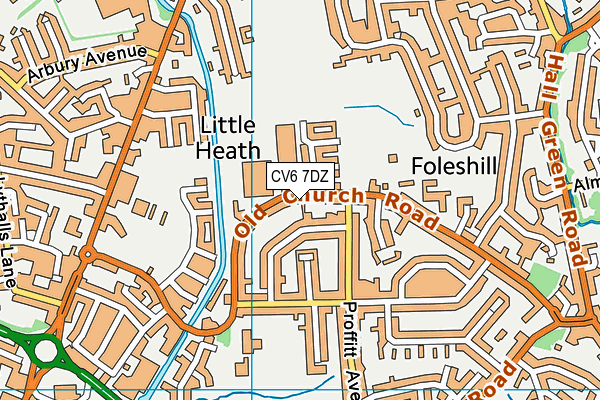 CV6 7DZ map - OS VectorMap District (Ordnance Survey)