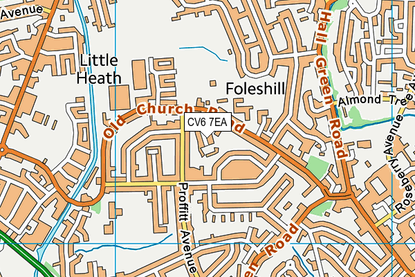 CV6 7EA map - OS VectorMap District (Ordnance Survey)