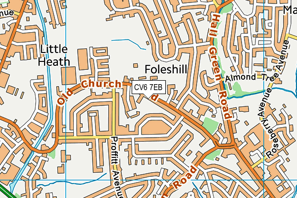 CV6 7EB map - OS VectorMap District (Ordnance Survey)