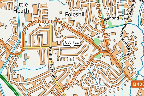 CV6 7EE map - OS VectorMap District (Ordnance Survey)