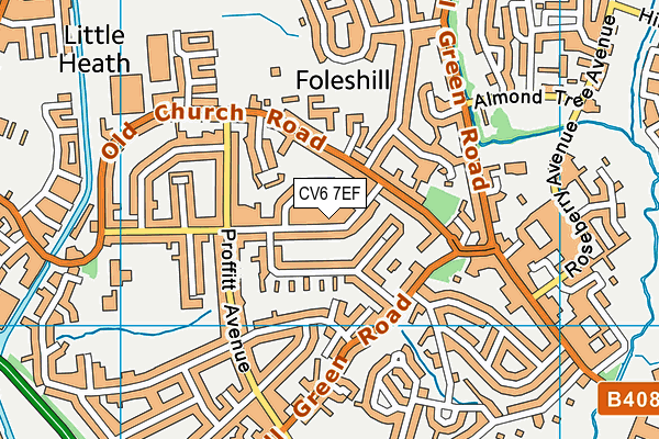 CV6 7EF map - OS VectorMap District (Ordnance Survey)