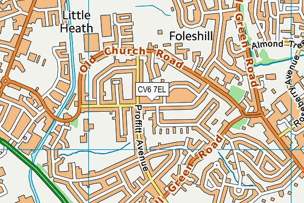 CV6 7EL map - OS VectorMap District (Ordnance Survey)