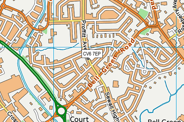 CV6 7EP map - OS VectorMap District (Ordnance Survey)