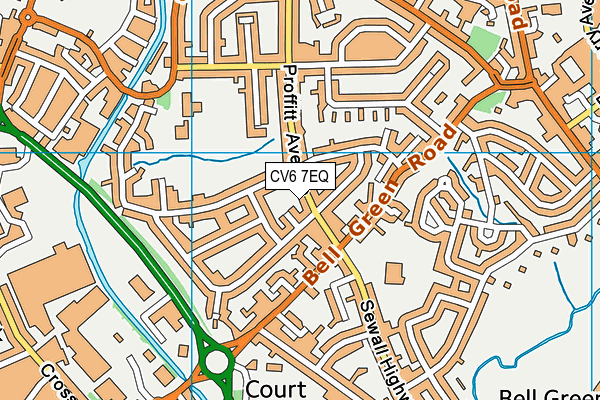 CV6 7EQ map - OS VectorMap District (Ordnance Survey)