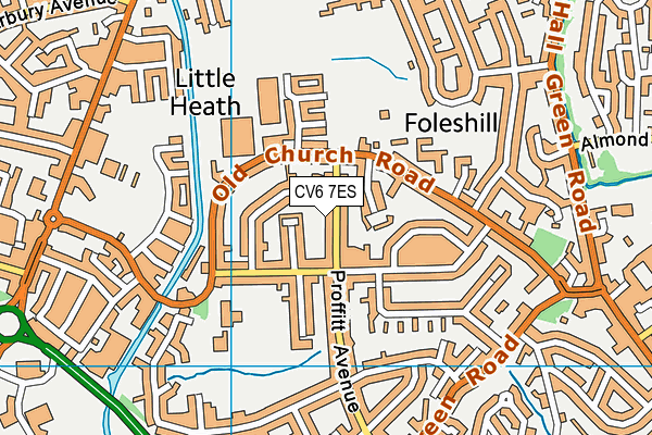 CV6 7ES map - OS VectorMap District (Ordnance Survey)