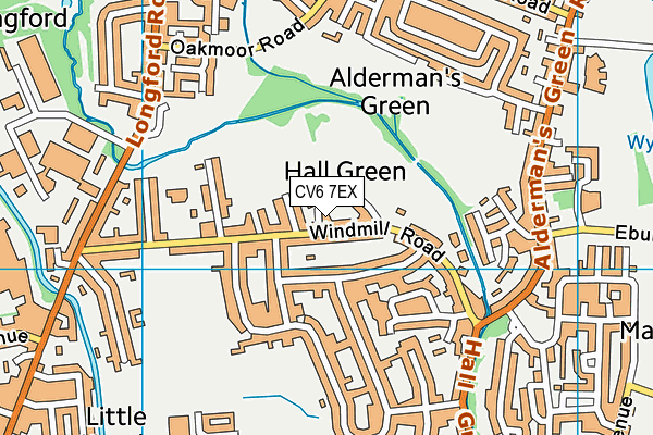 CV6 7EX map - OS VectorMap District (Ordnance Survey)