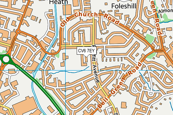 CV6 7EY map - OS VectorMap District (Ordnance Survey)