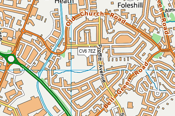 CV6 7EZ map - OS VectorMap District (Ordnance Survey)