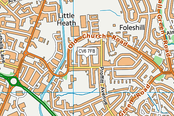 CV6 7FB map - OS VectorMap District (Ordnance Survey)