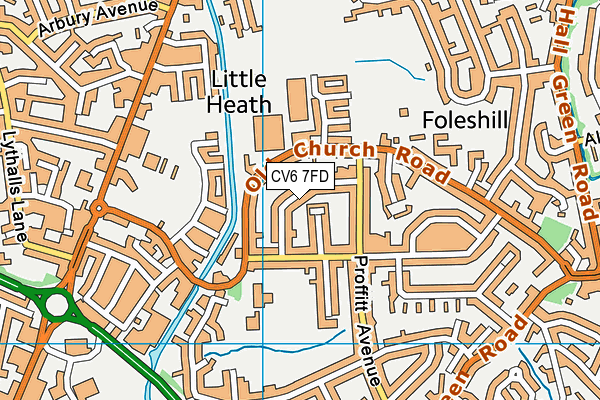 CV6 7FD map - OS VectorMap District (Ordnance Survey)