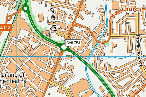 CV6 7FJ map - OS VectorMap District (Ordnance Survey)