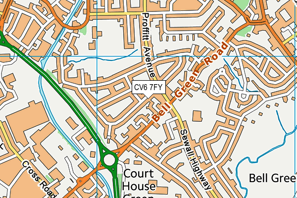 CV6 7FY map - OS VectorMap District (Ordnance Survey)