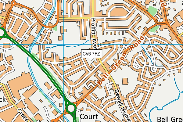 CV6 7FZ map - OS VectorMap District (Ordnance Survey)