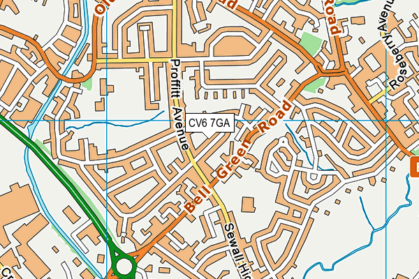 CV6 7GA map - OS VectorMap District (Ordnance Survey)
