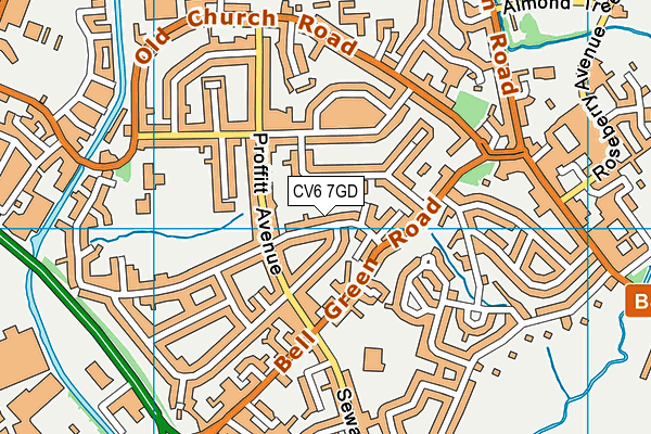 CV6 7GD map - OS VectorMap District (Ordnance Survey)