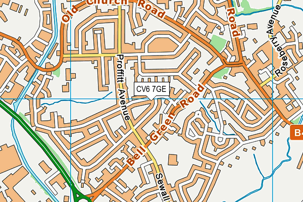 CV6 7GE map - OS VectorMap District (Ordnance Survey)