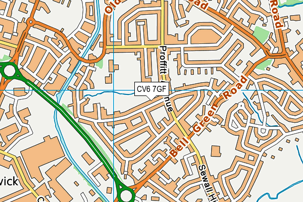CV6 7GF map - OS VectorMap District (Ordnance Survey)