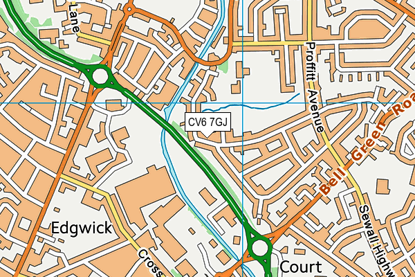 CV6 7GJ map - OS VectorMap District (Ordnance Survey)