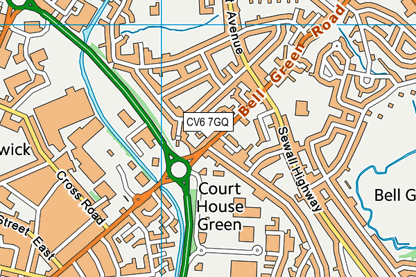 CV6 7GQ map - OS VectorMap District (Ordnance Survey)