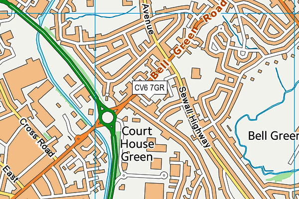 CV6 7GR map - OS VectorMap District (Ordnance Survey)